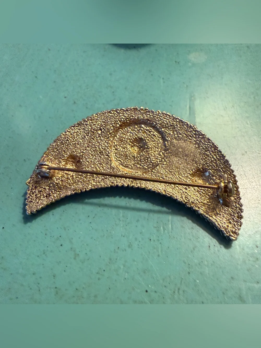 Celestial moon gold Tone brooch